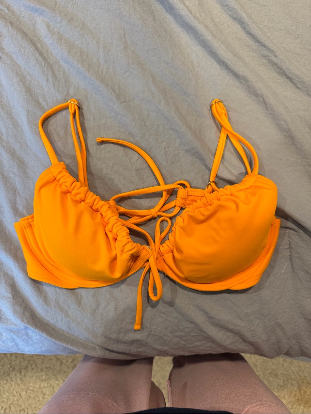Hollister Bright Orange Lace-Up Bikini Top
